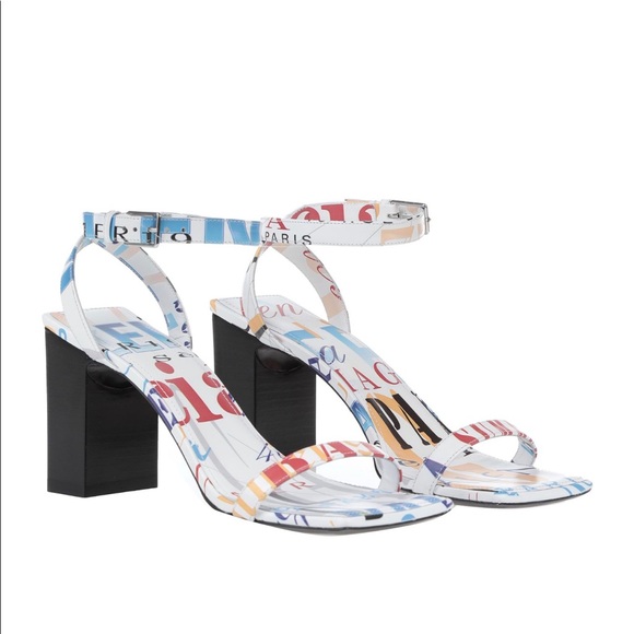 Balenciaga Block Heel Printed Ankle Wrap Sandals - Picture 2 of 13